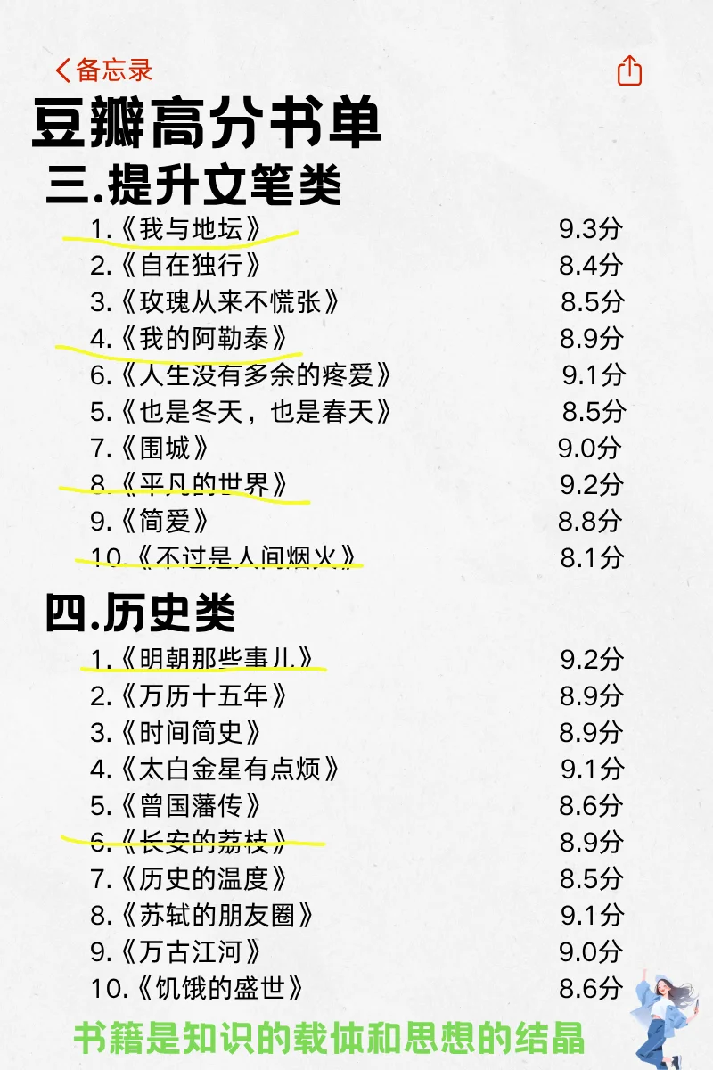 豆瓣高分推荐书单
