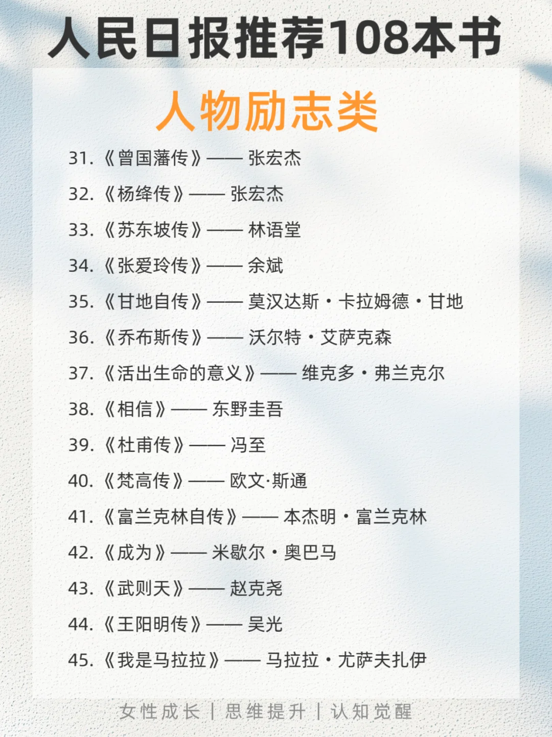 人民日报推荐108本好书📚你读过哪几本？