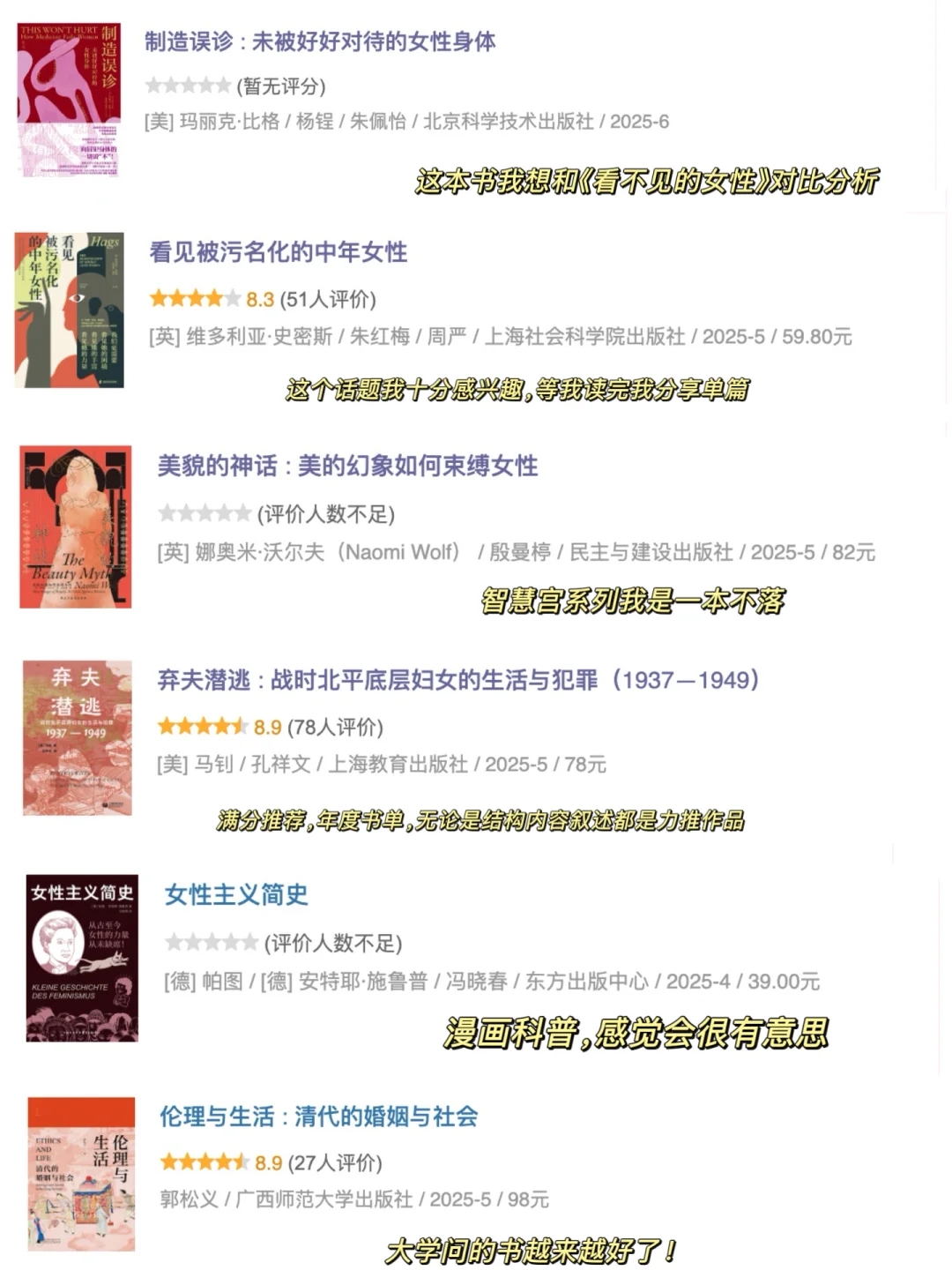 新书分享｜近期最期待的六本女性主义书单