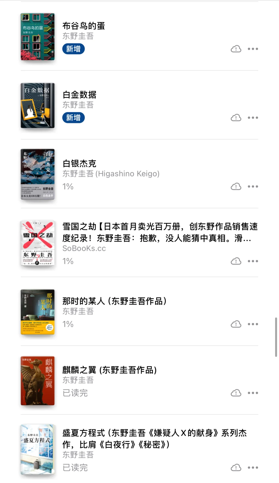终于把东野圭吾的电子书全部下载完～