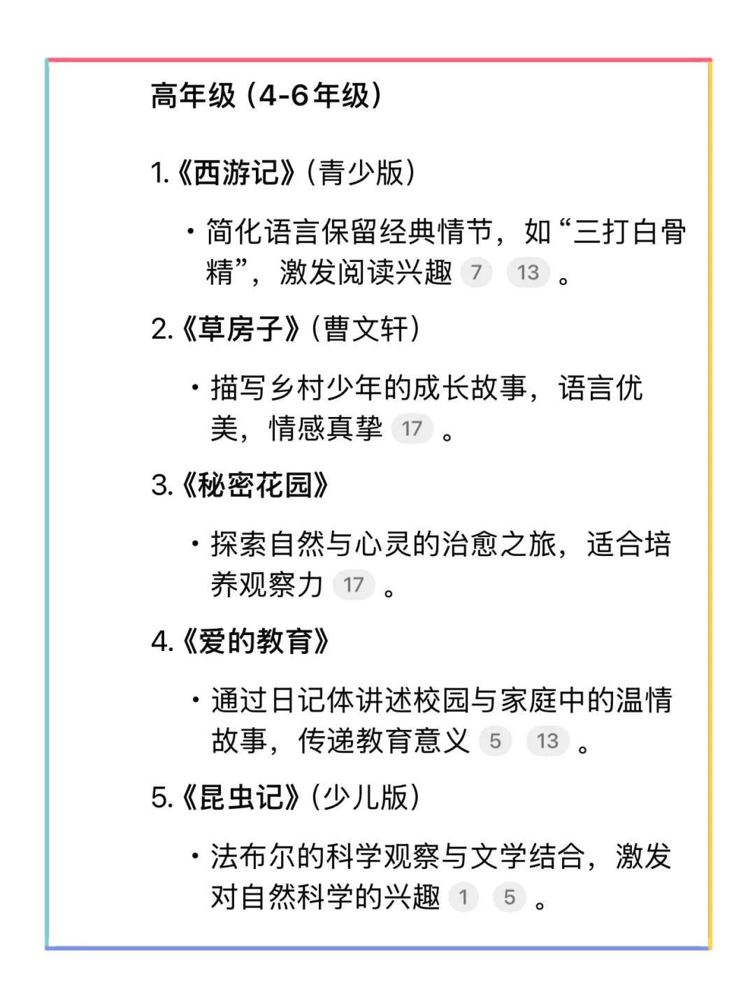 小学初中必读名著书单推荐与阅读建议