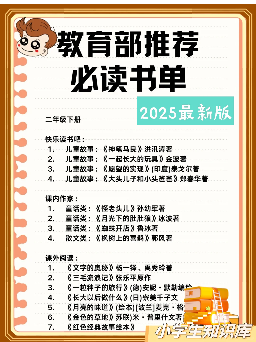 知识库：教育部推荐小学生必读书书单大全