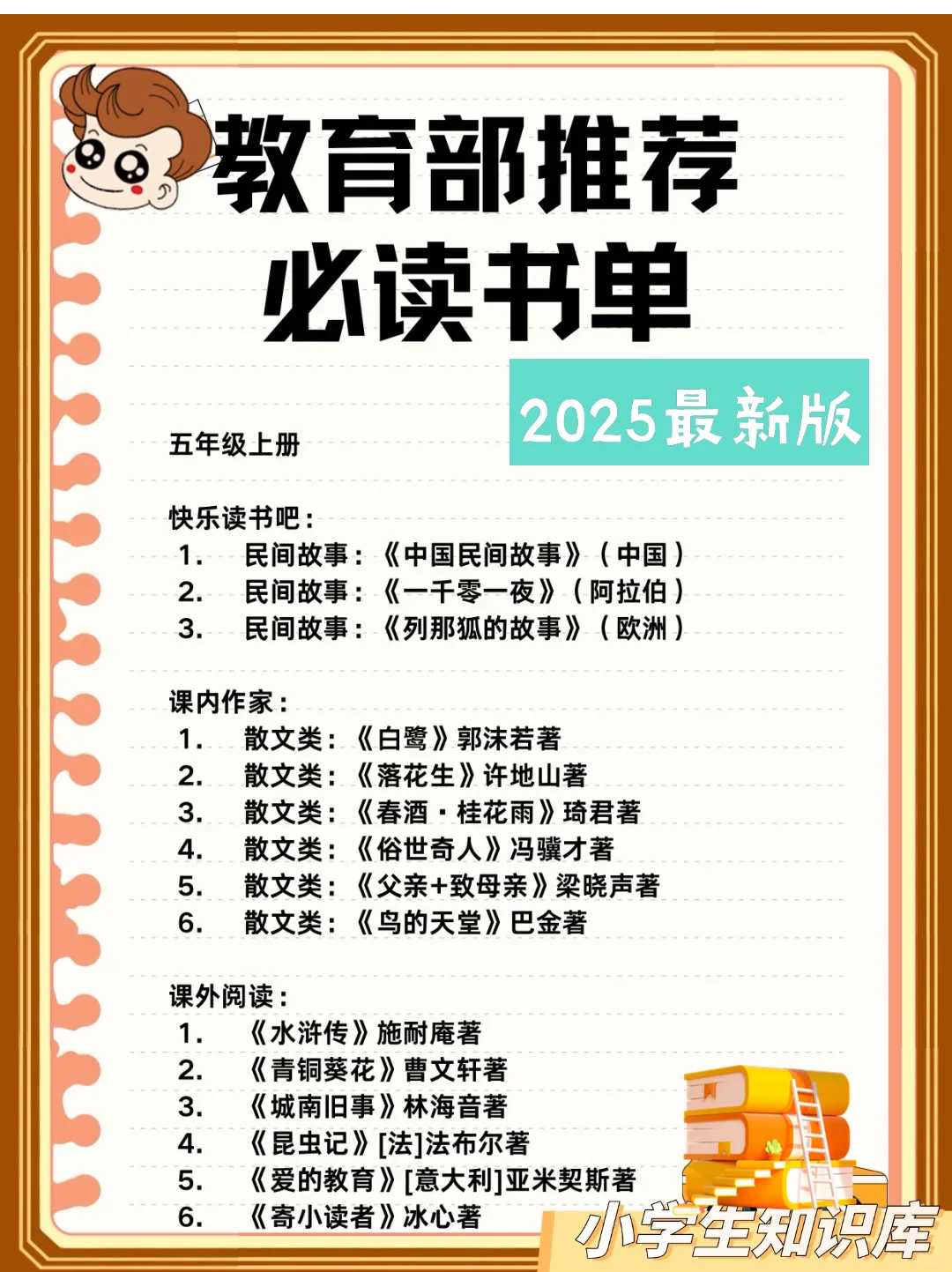 知识库：教育部推荐小学生必读书书单大全