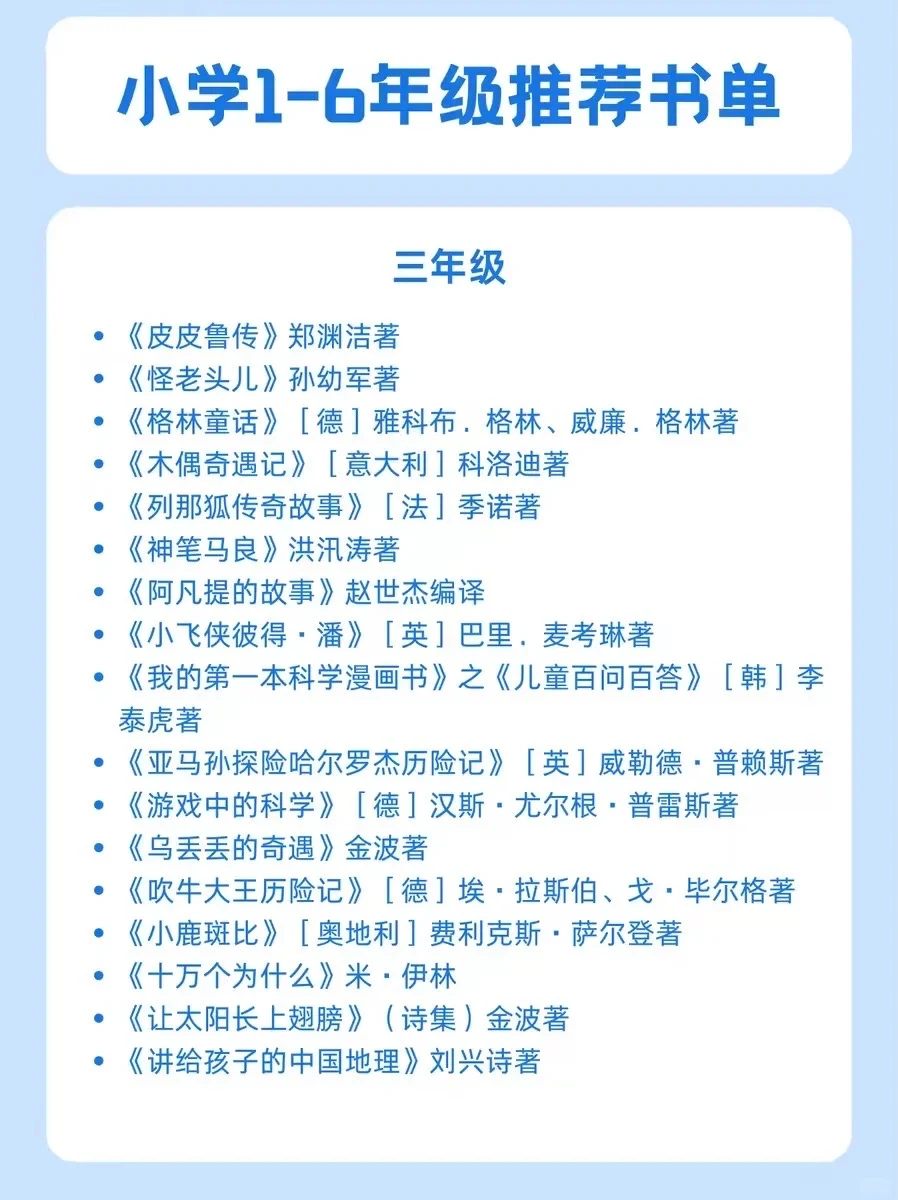 很难找全的1-6年级课外书单🔥利于打基础
