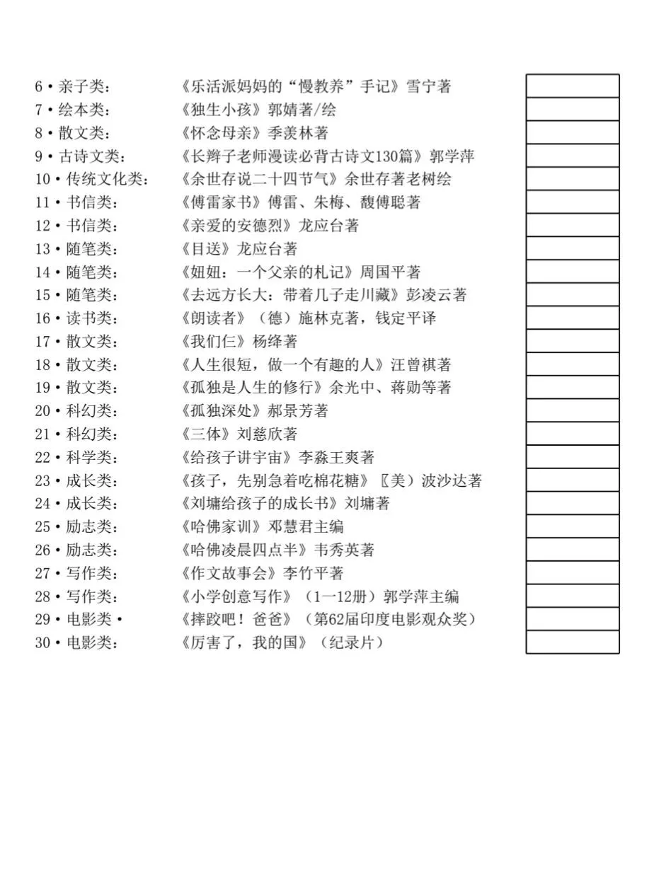 25年清华附小推荐书单必读！