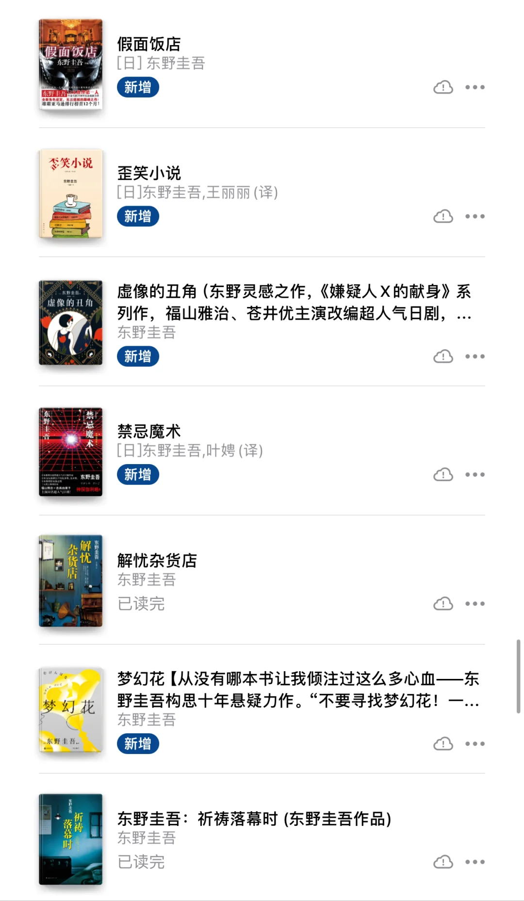 终于把东野圭吾的电子书全部下载完～
