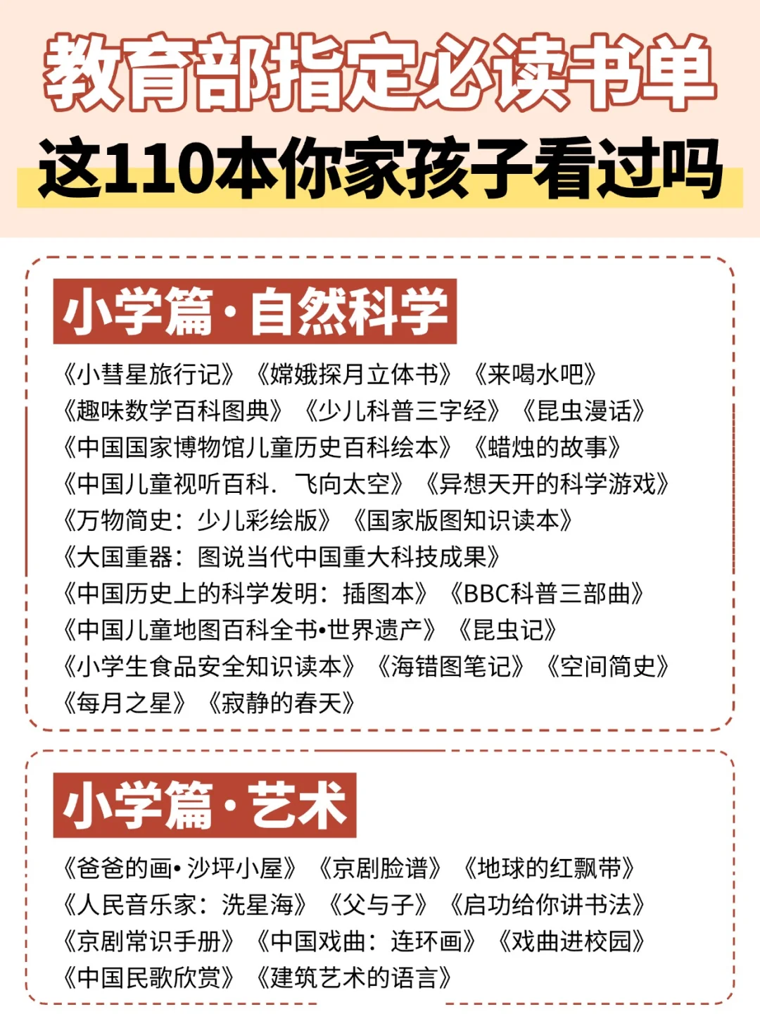 闭眼抄📕1-6年级必读110本书，选书不头疼