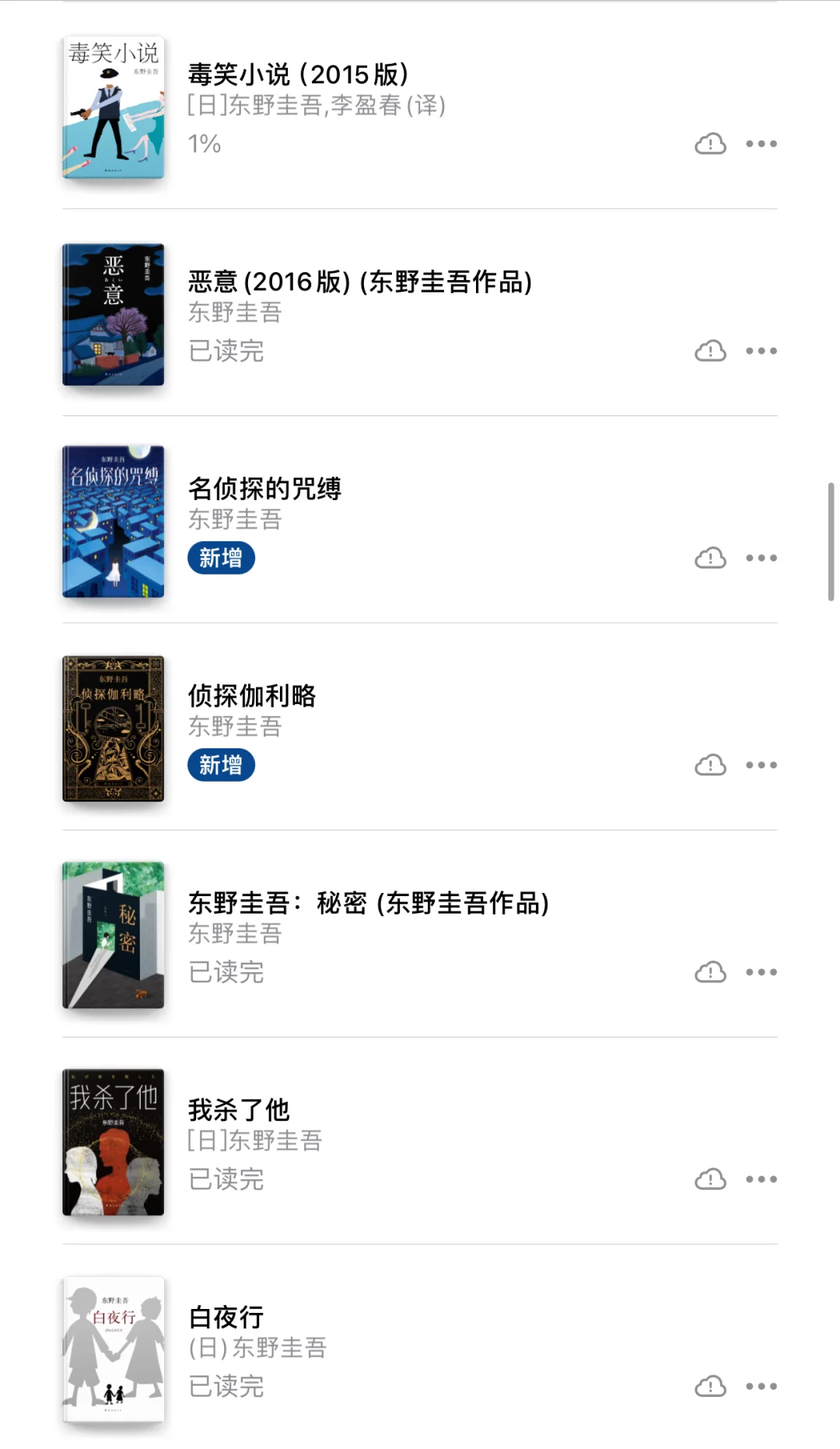 终于把东野圭吾的电子书全部下载完～