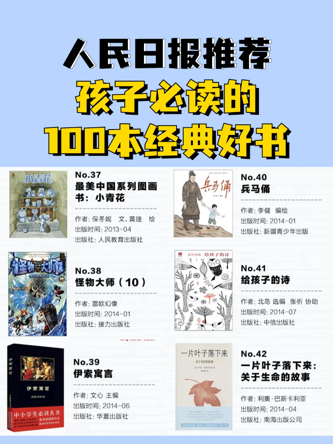 人民日报推荐🔥孩子必读的100本经典好书📚