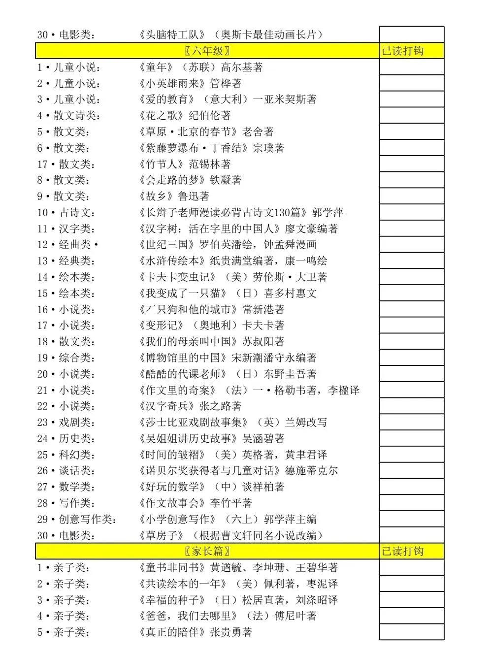 25年清华附小推荐书单必读！