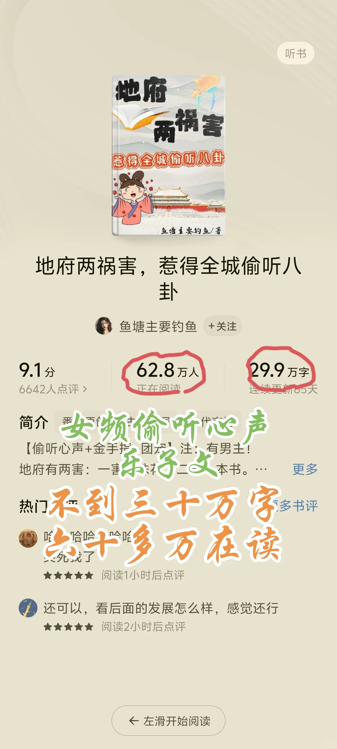 女频60多万在读新书