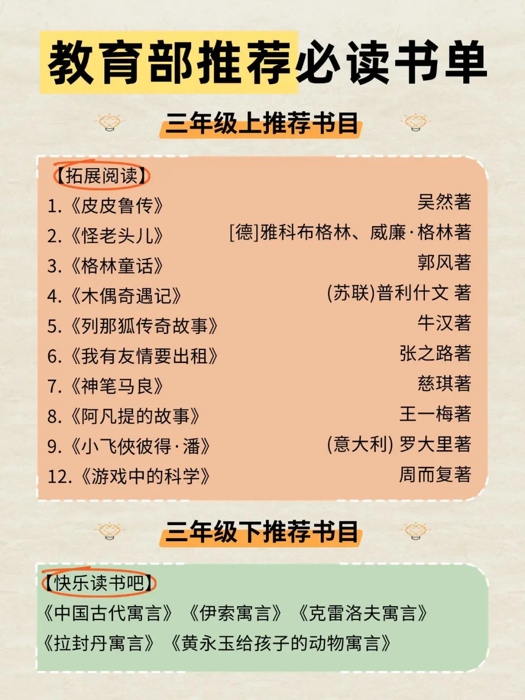 教育部推荐必读书单 1-3年级经典童书合集