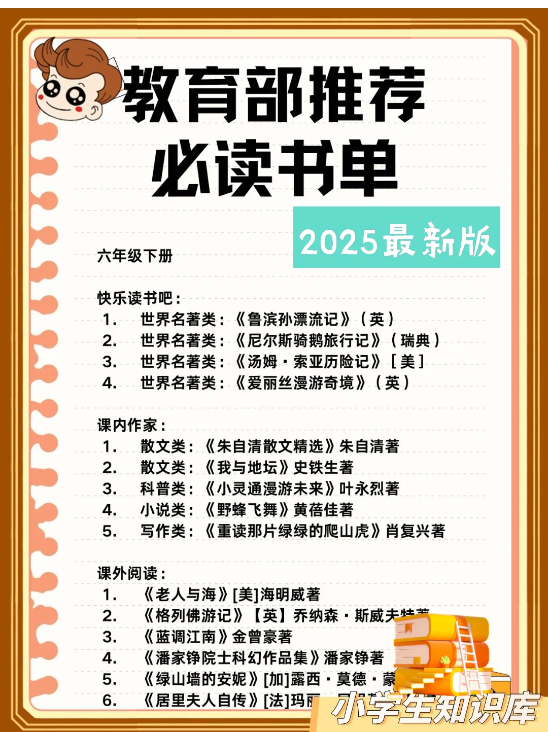 知识库：教育部推荐小学生必读书书单大全