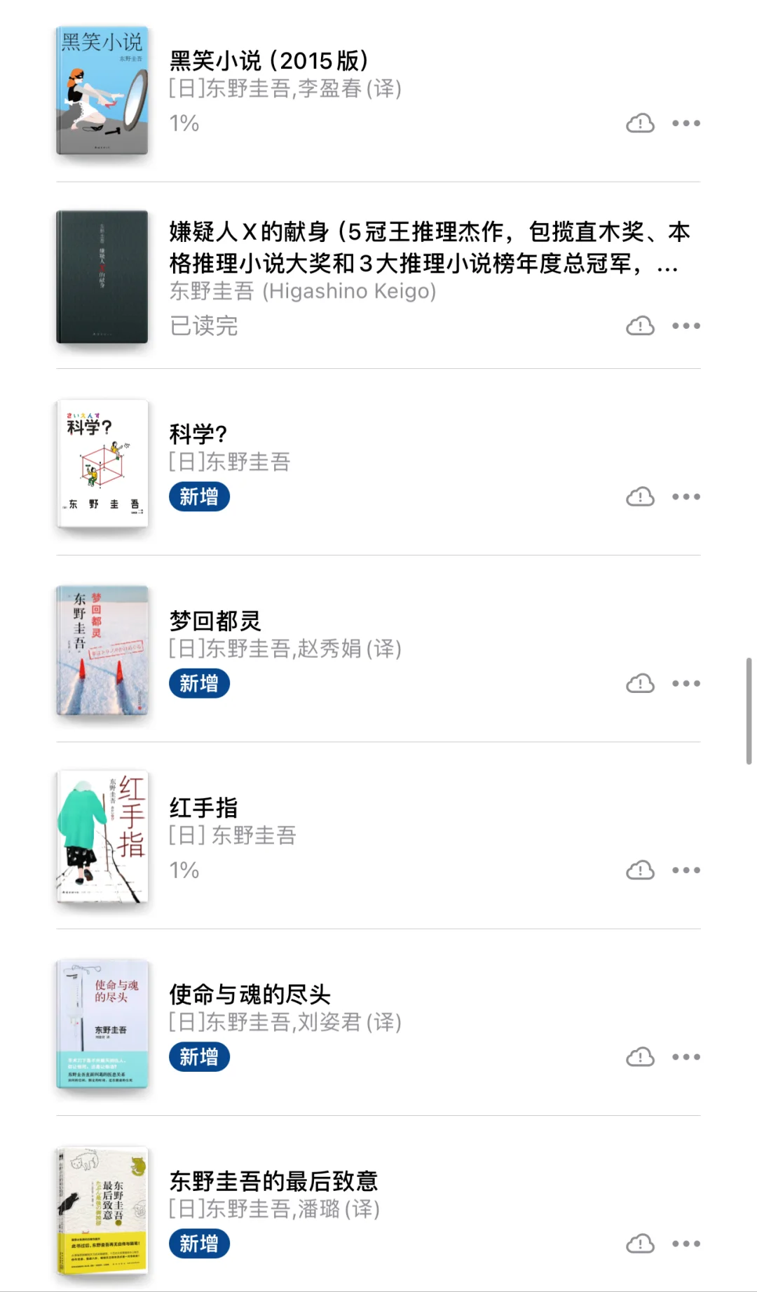 终于把东野圭吾的电子书全部下载完～