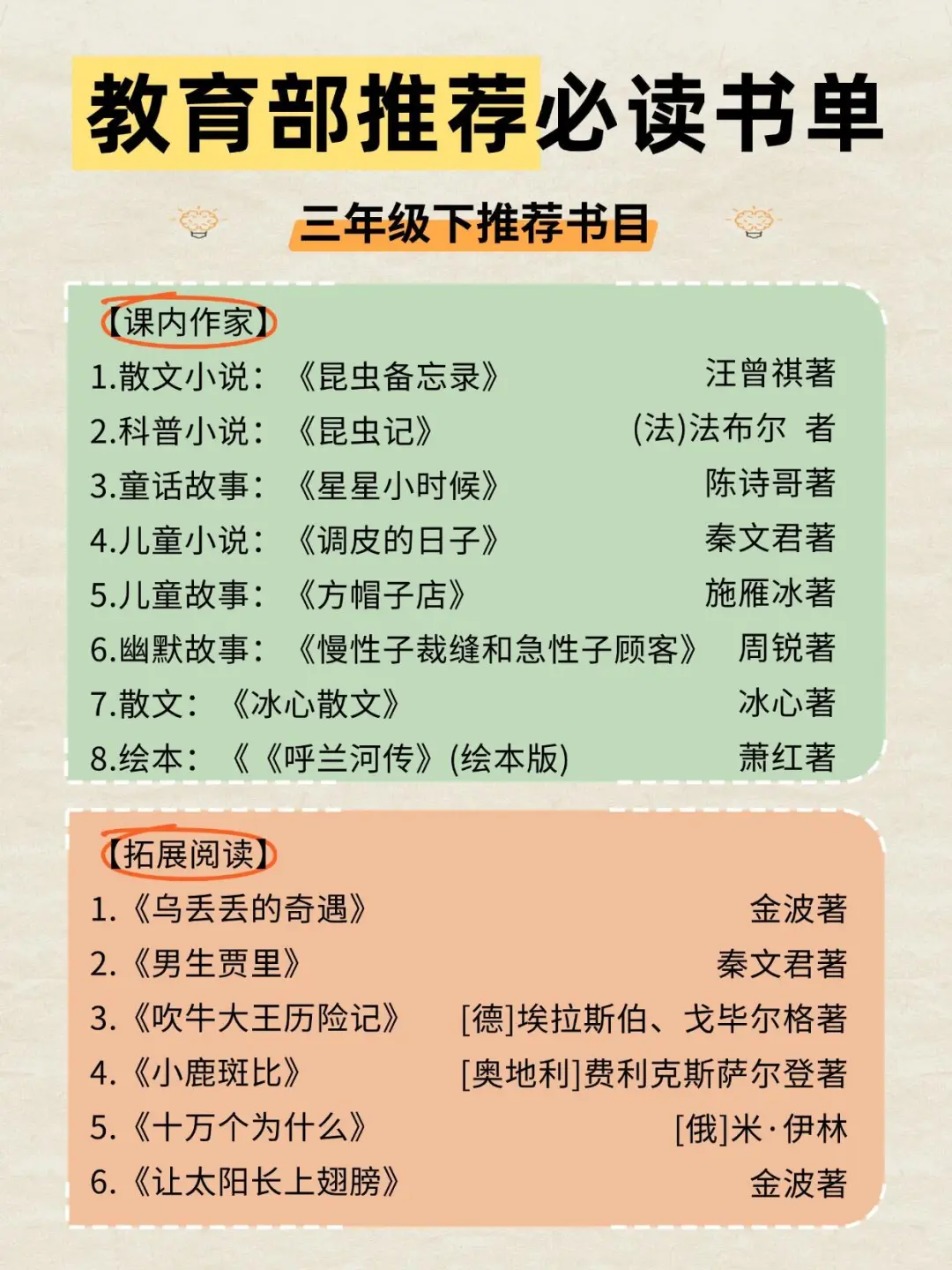 教育部推荐必读书单 1-3年级经典童书合集