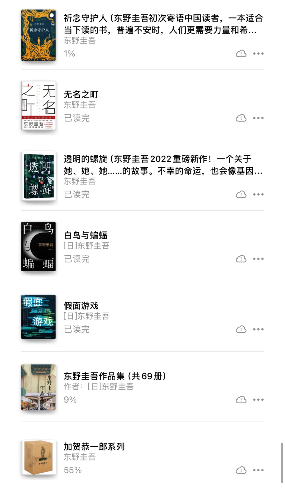 终于把东野圭吾的电子书全部下载完～
