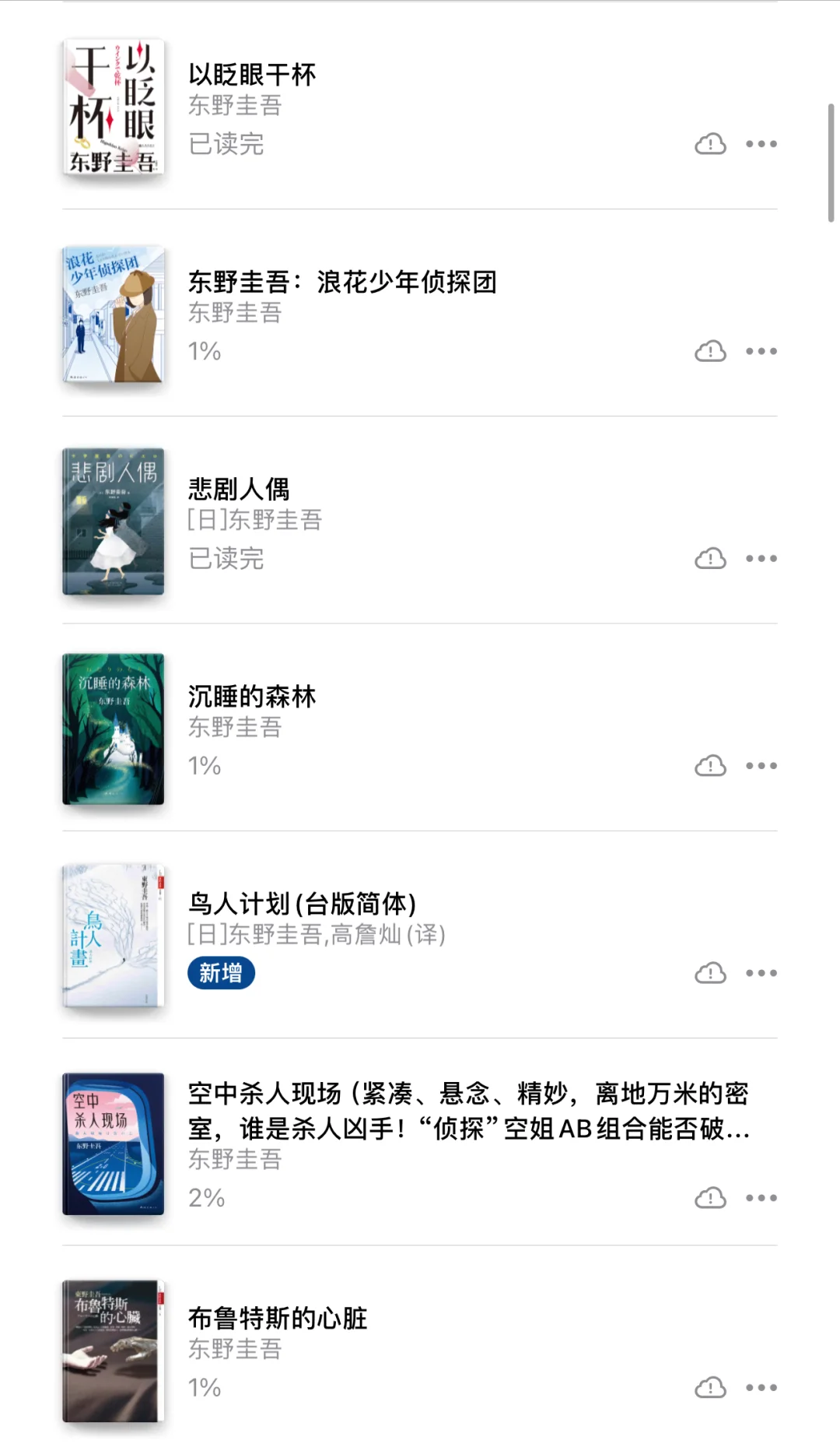 终于把东野圭吾的电子书全部下载完～