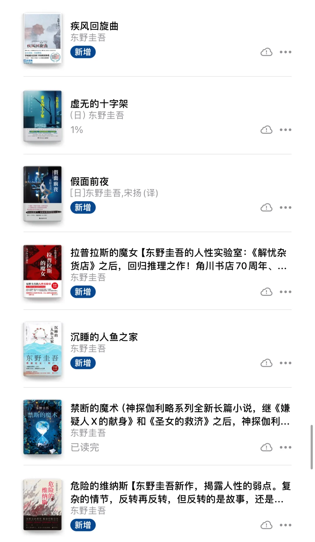 终于把东野圭吾的电子书全部下载完～