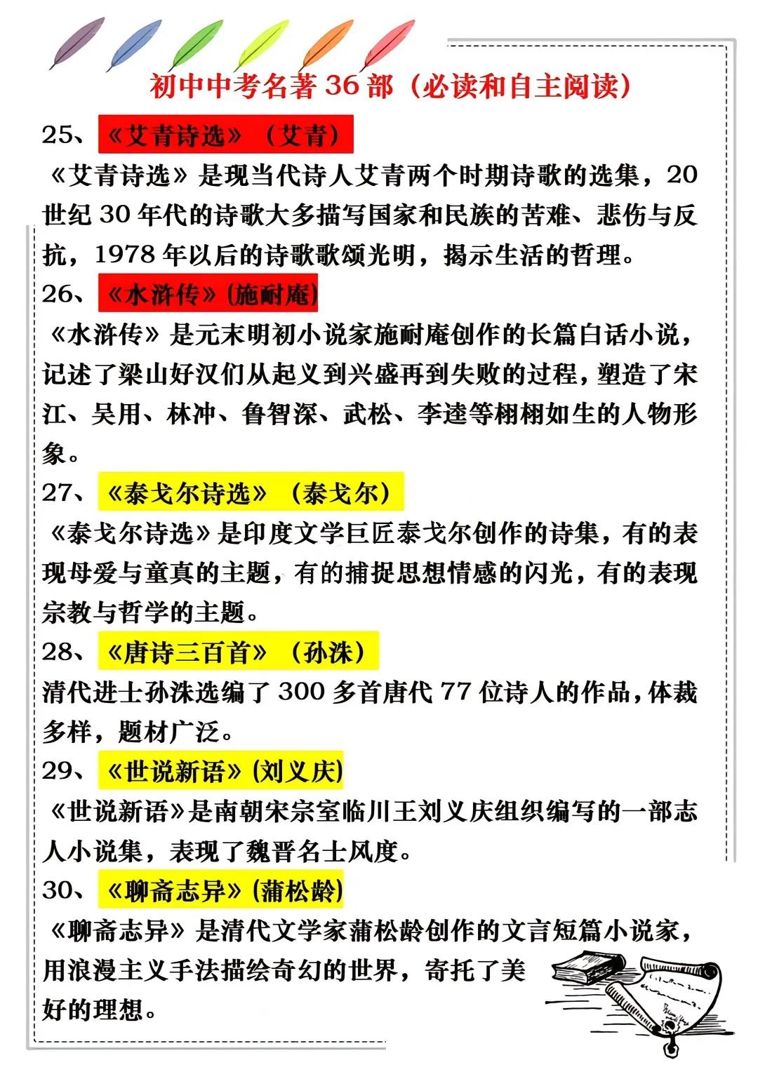中考必读和自主阅读推荐
