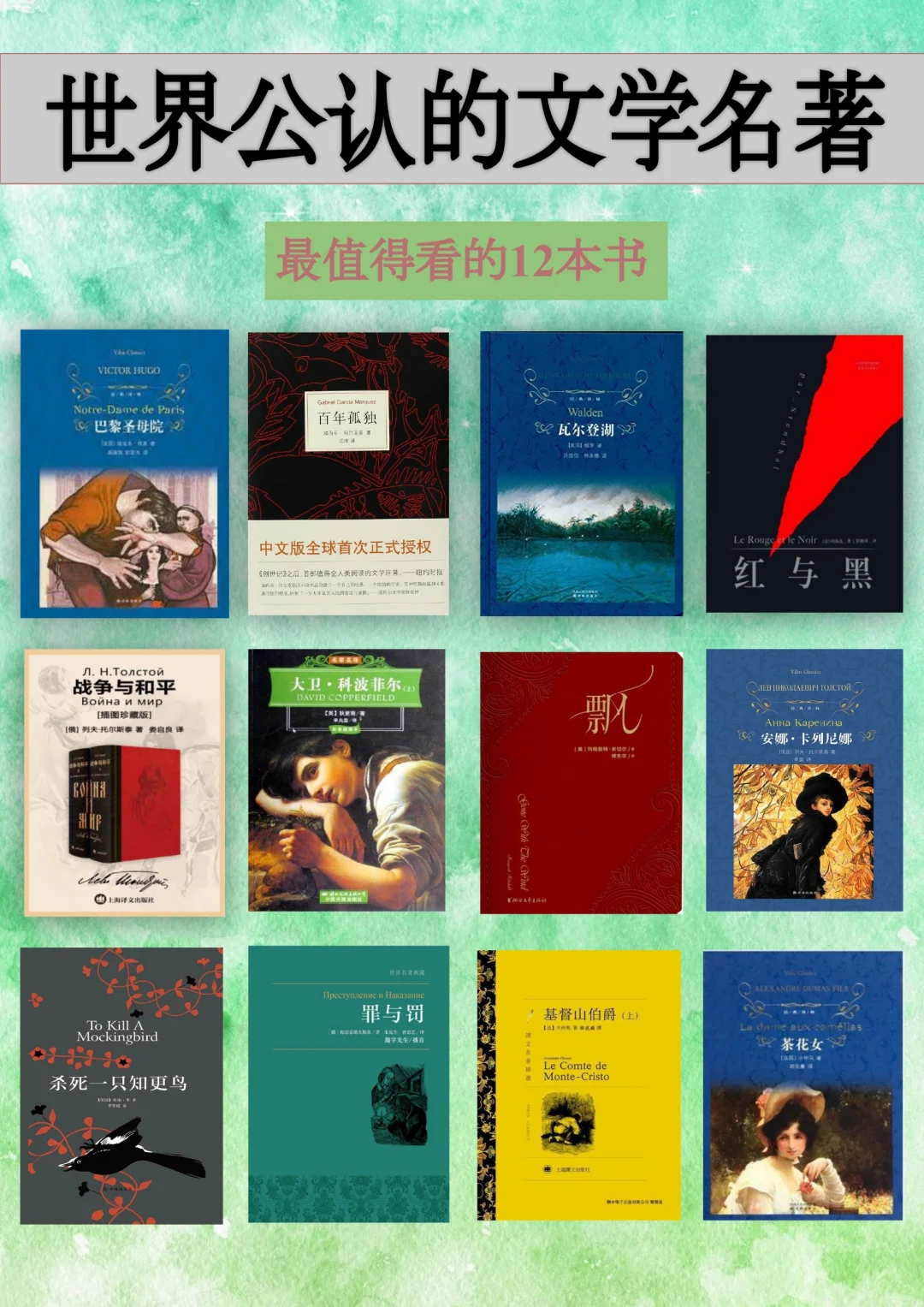 🍀世界公认的文学名著 你读过几本❓