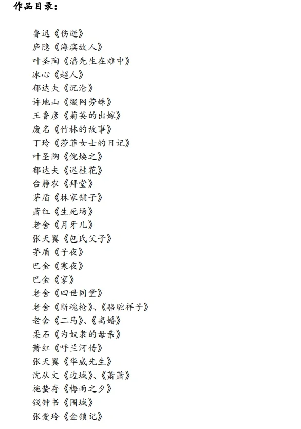 现当代文学经典作品汇总，内容主题人物艺术