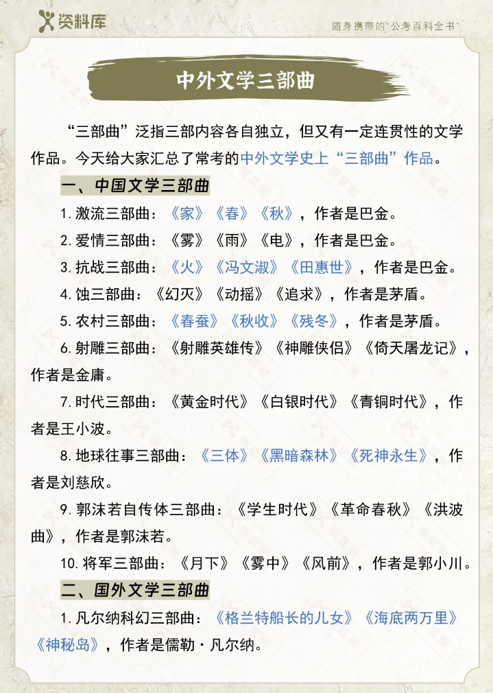4.10高频常识：中外文学三部曲