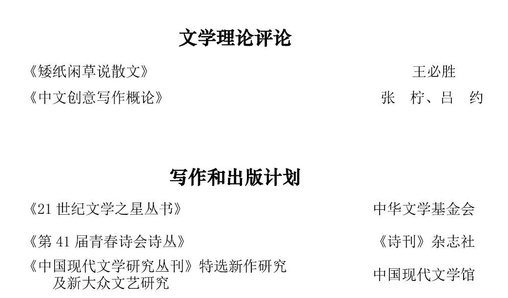中国作家协会重点作品扶持项目公告