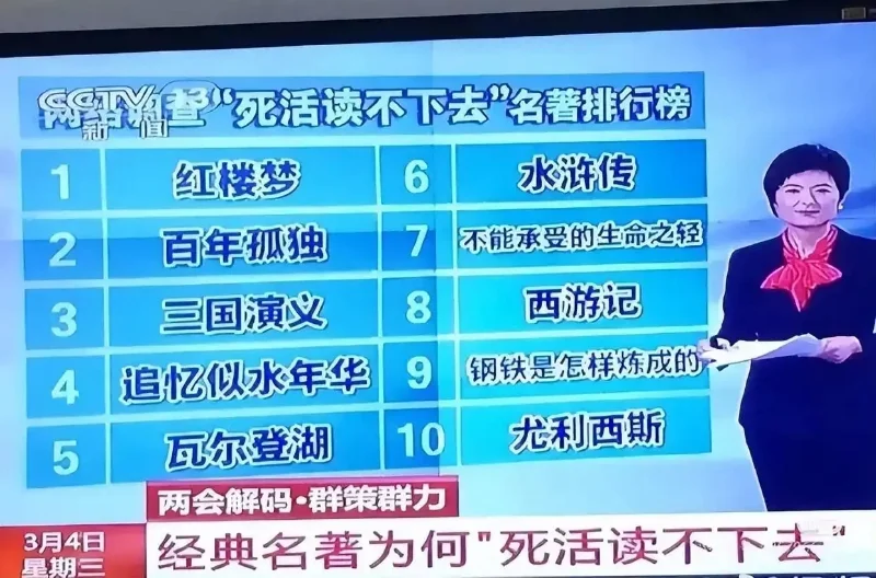 央视一份“死活读不下去”的经典名著榜单
