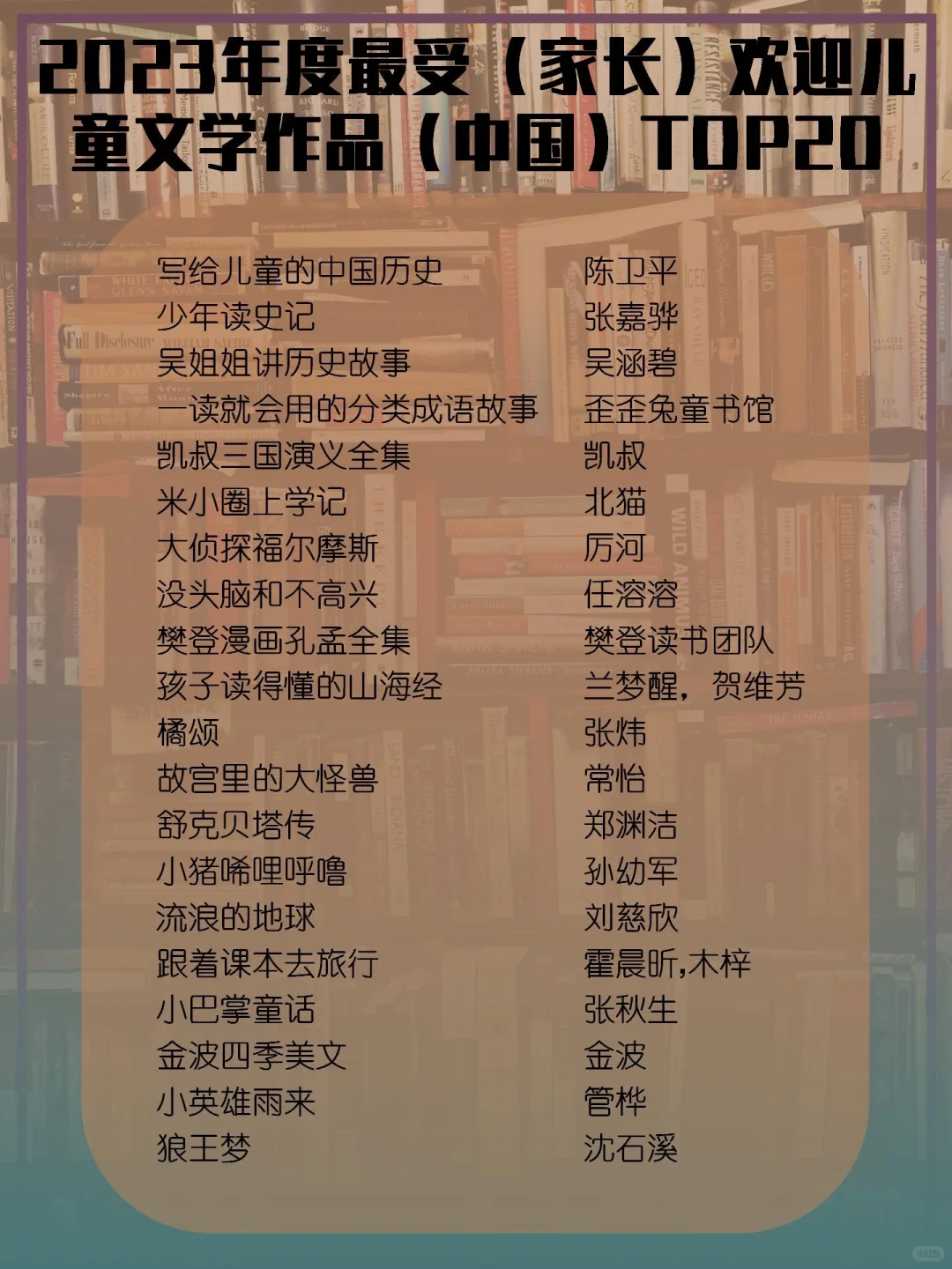 2023年度儿童文学TOP20书单（二）