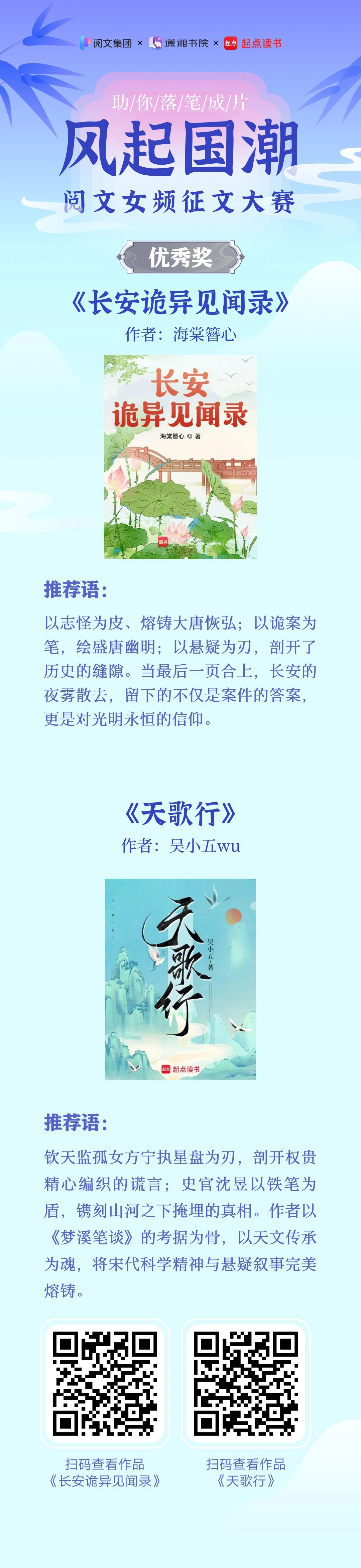 阅文女频【风起国潮】征文大赛颁奖公示