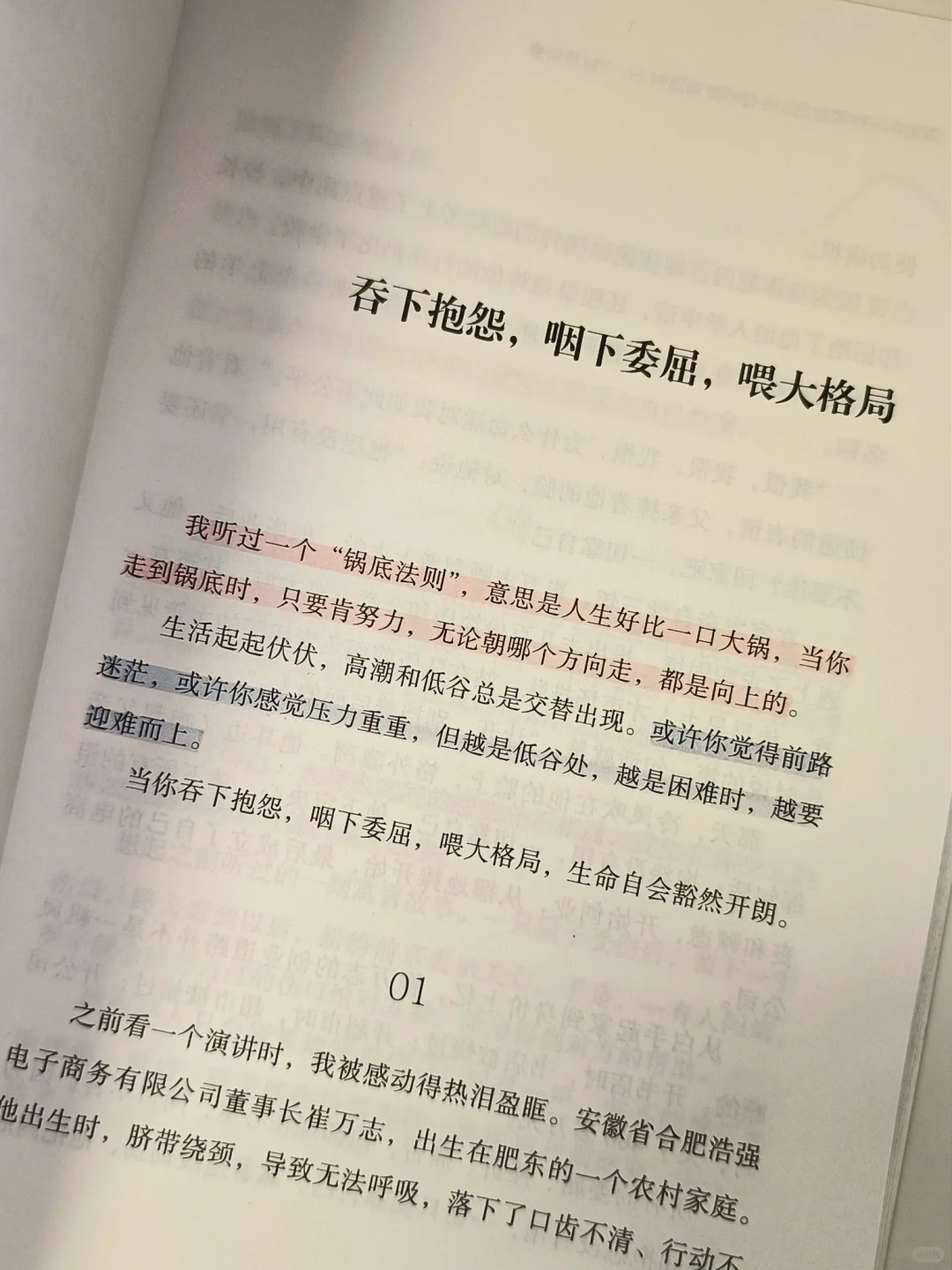 “吞下抱怨，咽下委屈，喂大格局。”