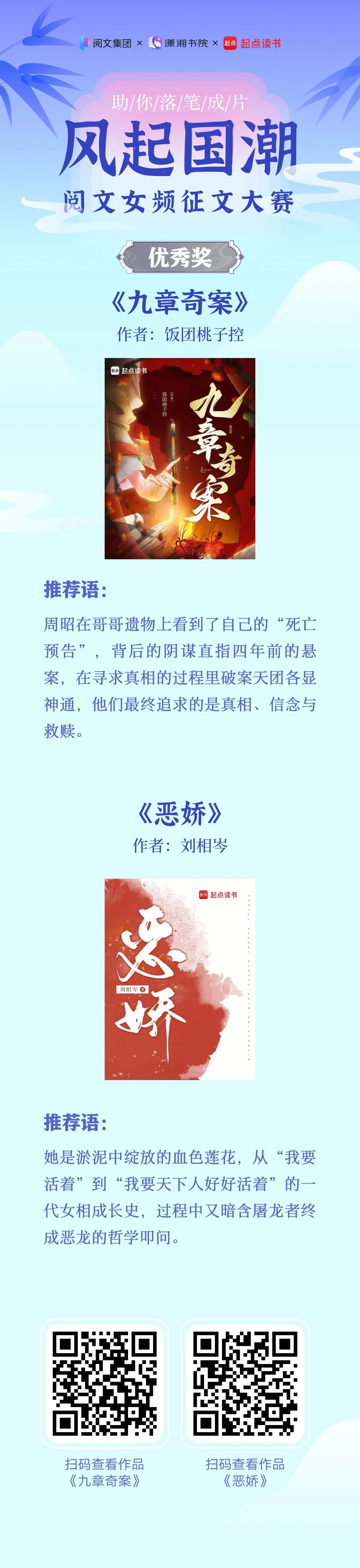 阅文女频【风起国潮】征文大赛颁奖公示