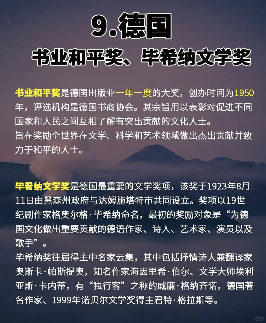 今日推荐: 世界十大文学奖📕