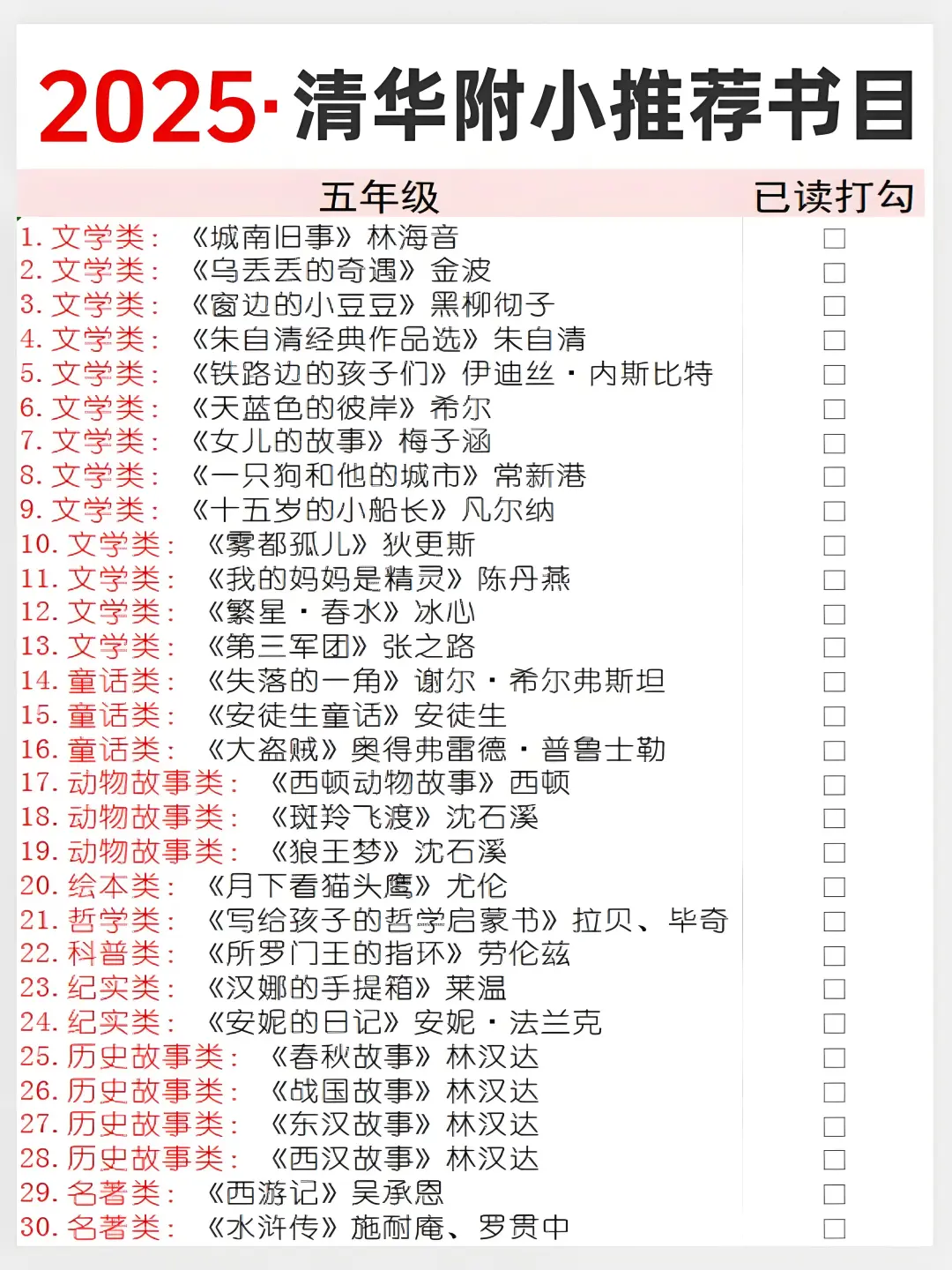 2025寒假清华附小推荐书单｜妈妈人手一份~