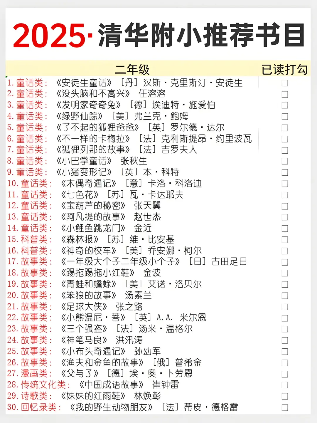 2025寒假清华附小推荐书单｜妈妈人手一份~