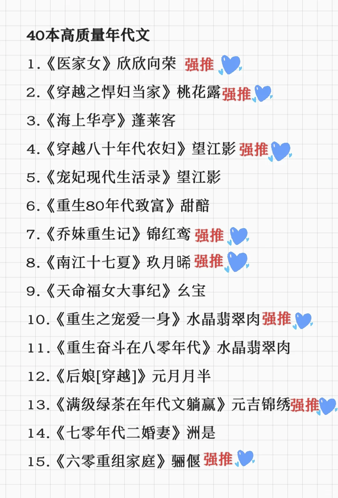 40本高质量年代文
