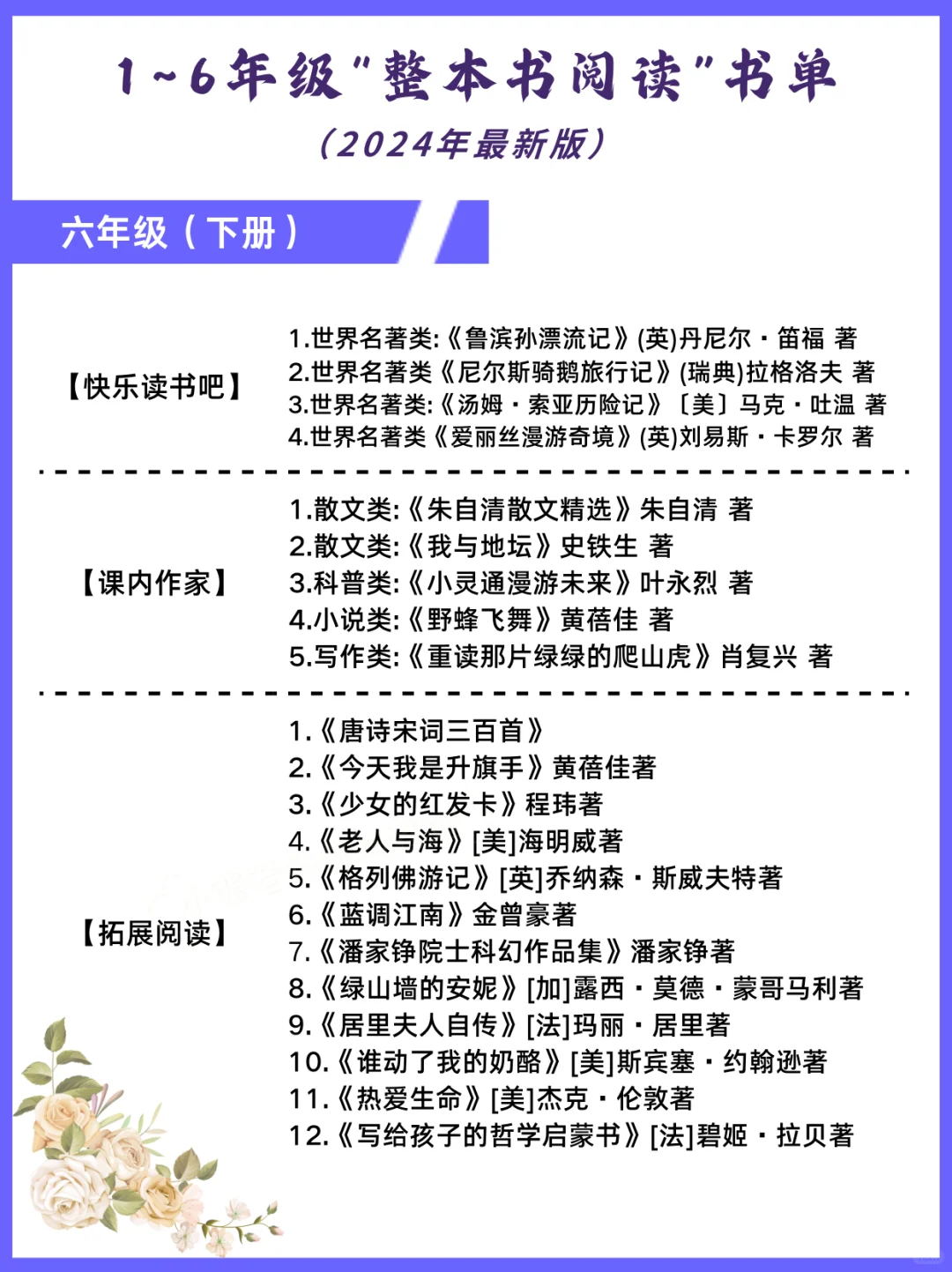 【2024必读】清华附小力荐！1-6年级孩子阅