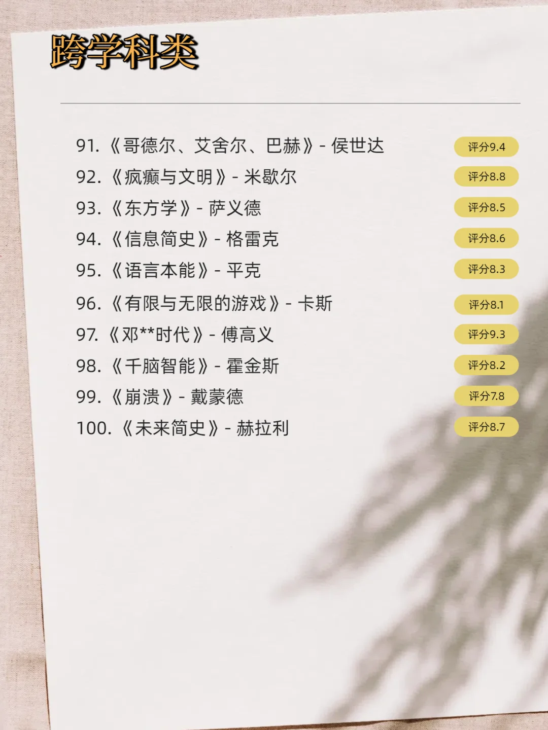 💥救命！100本！这绝对是最全宝藏书单！