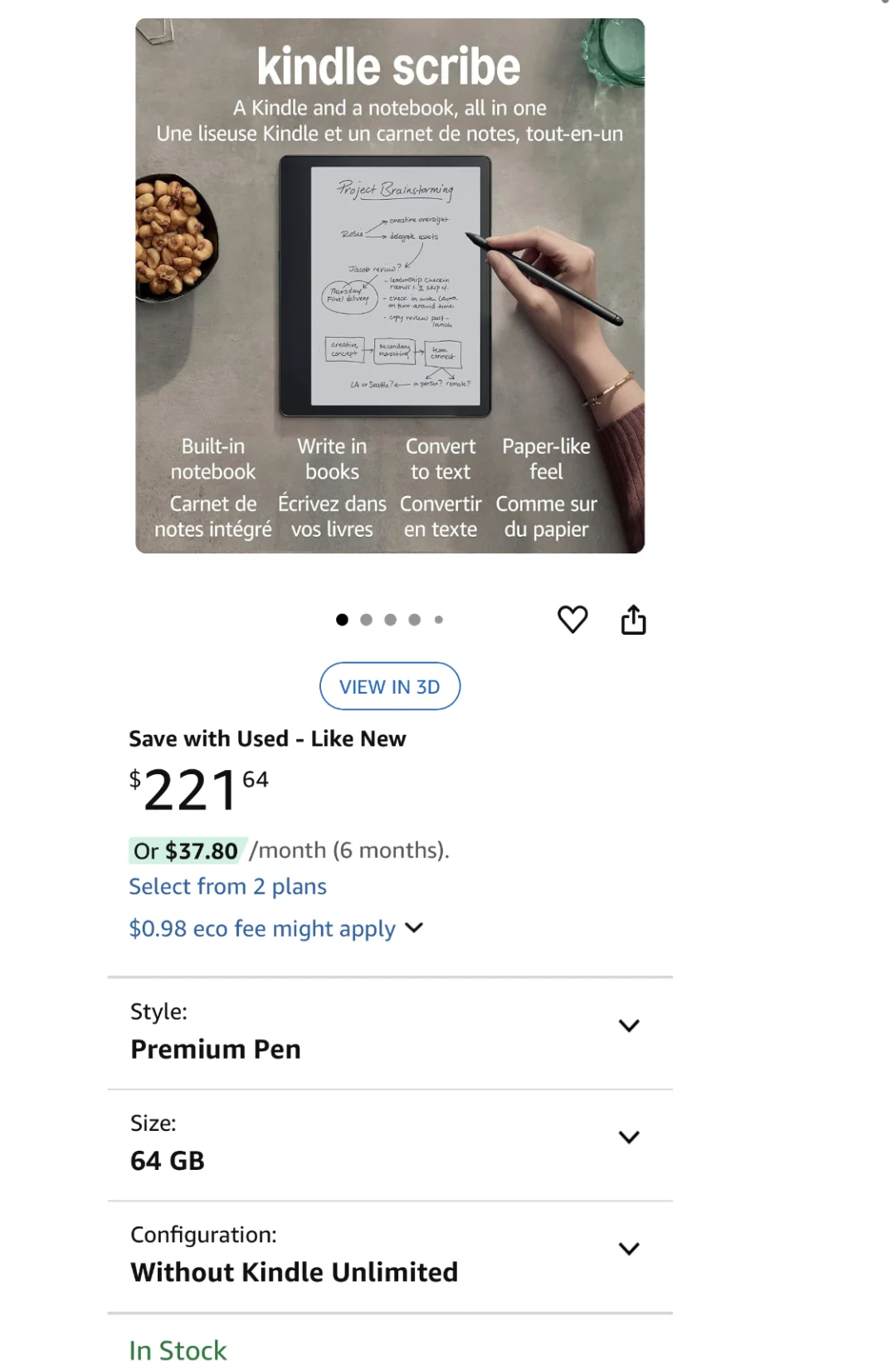 夺少？官方二手64G的一代kindle scribe？