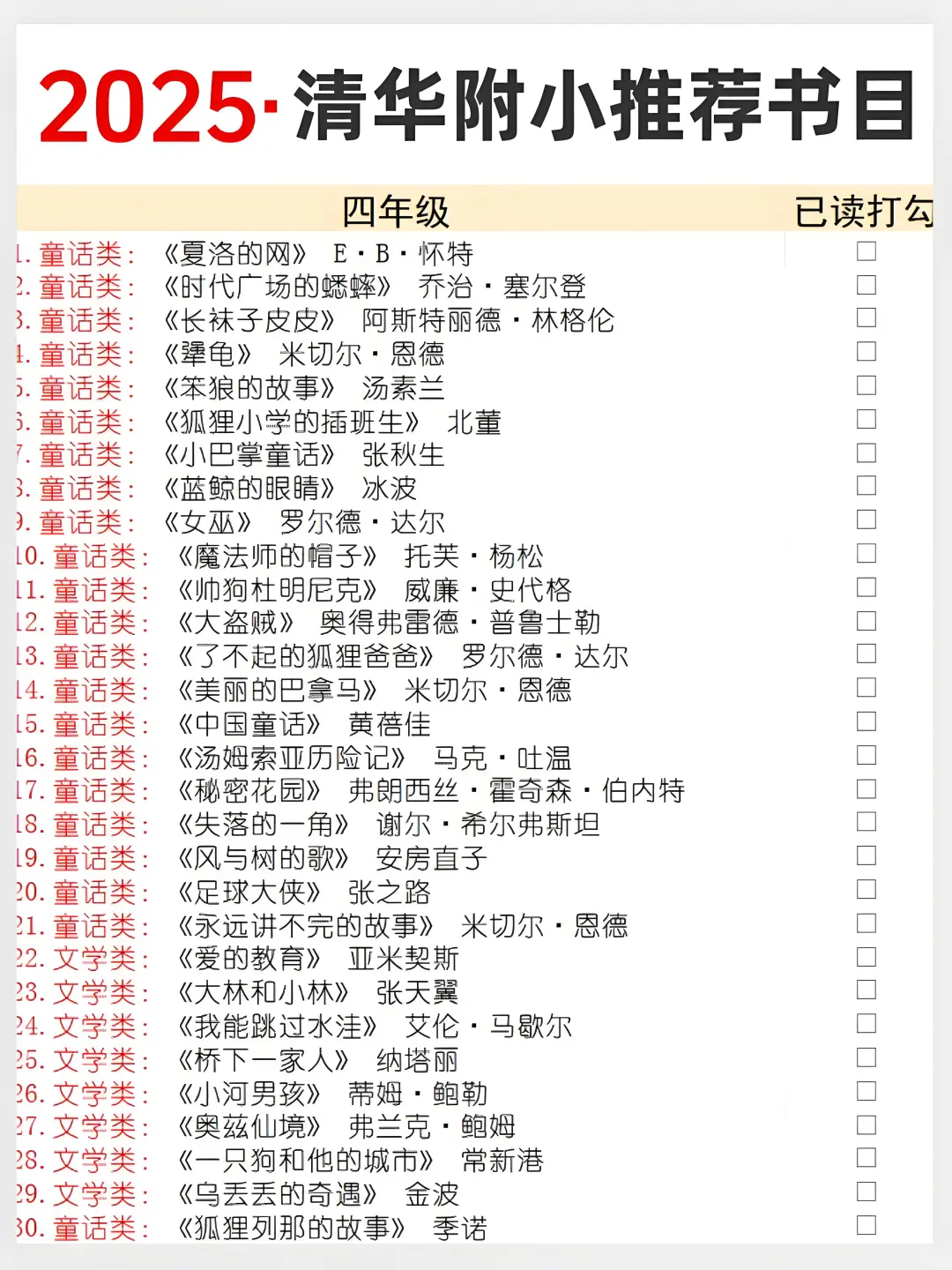 2025寒假清华附小推荐书单｜妈妈人手一份~