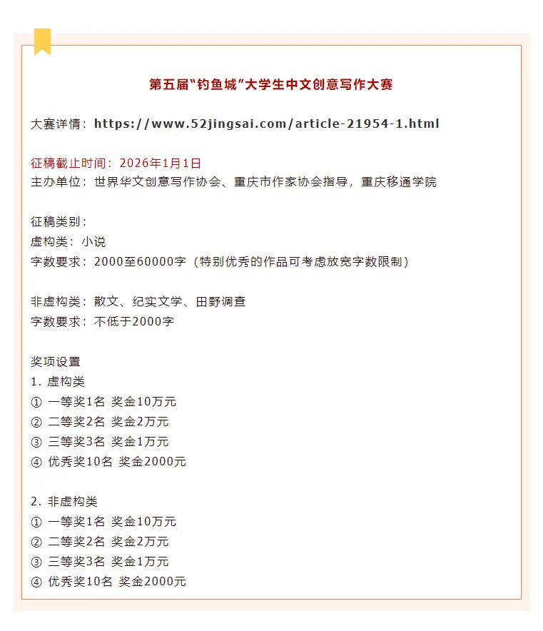5月门槛低！有奖金！文学大赛合集
