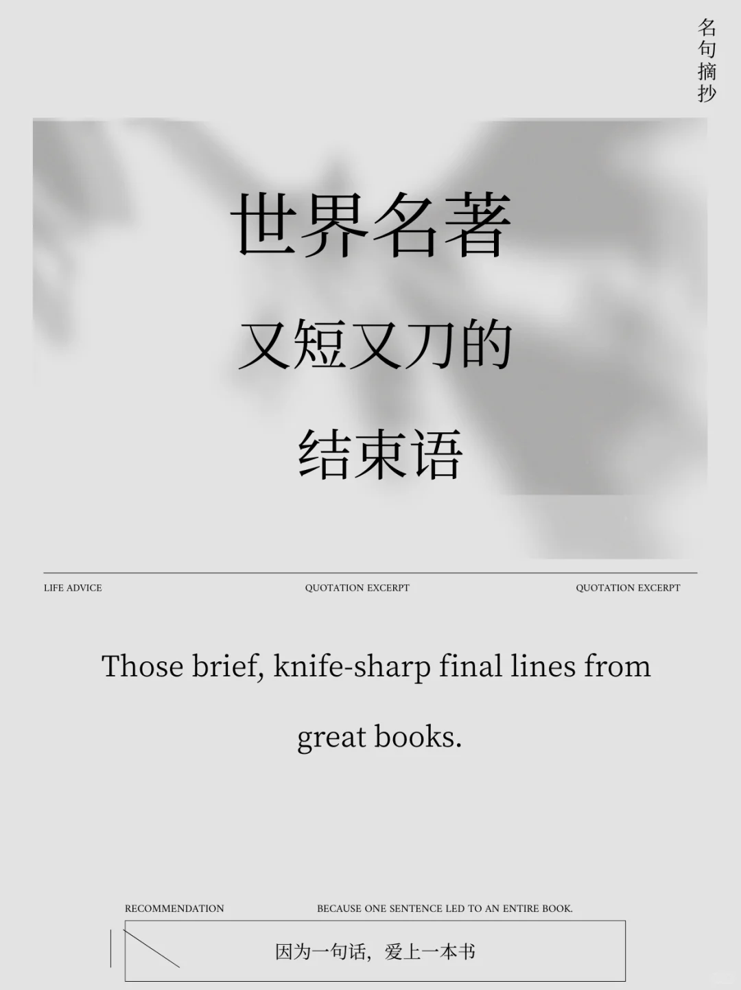 世界级名著又短又刀的结束语，你看过哪些？