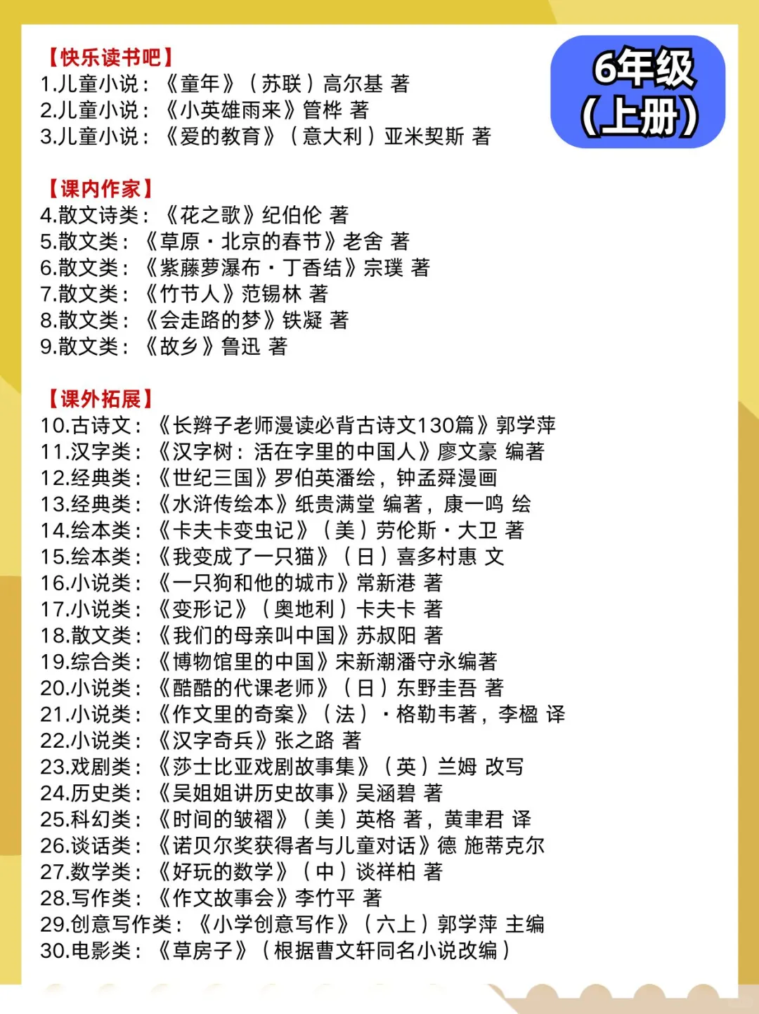 最新！2025教育部推荐小学生必读书单！