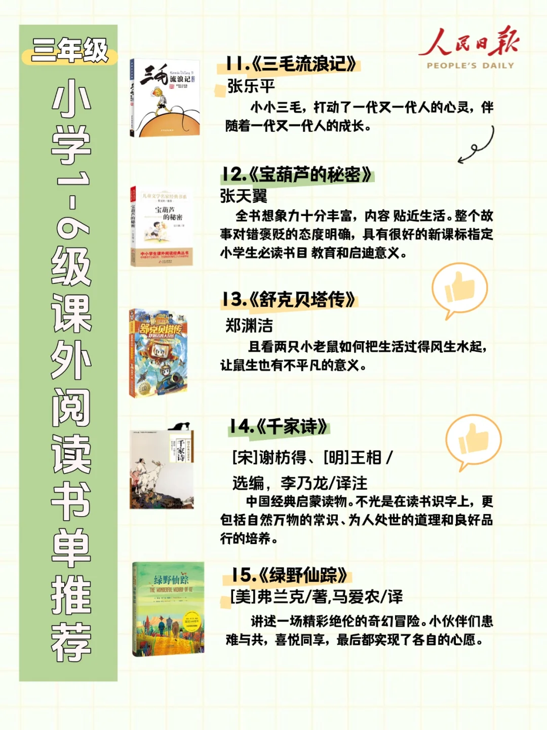 小学1-6年级课外阅读推荐书单，为孩子存起