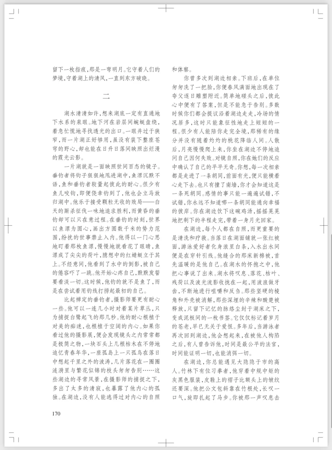 一篇关于第九期《湖边的抒情》的真切简评