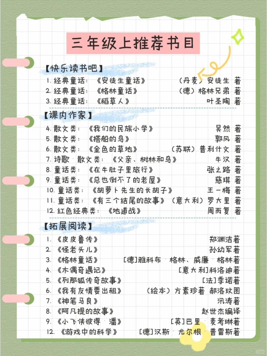 3年级 | 教育部推荐书单|码住慢慢看