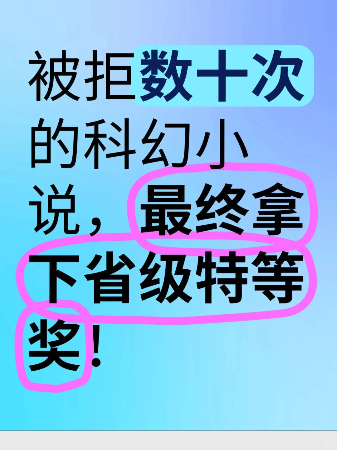 被拒数十次的科幻小说，最终拿下省级特等奖