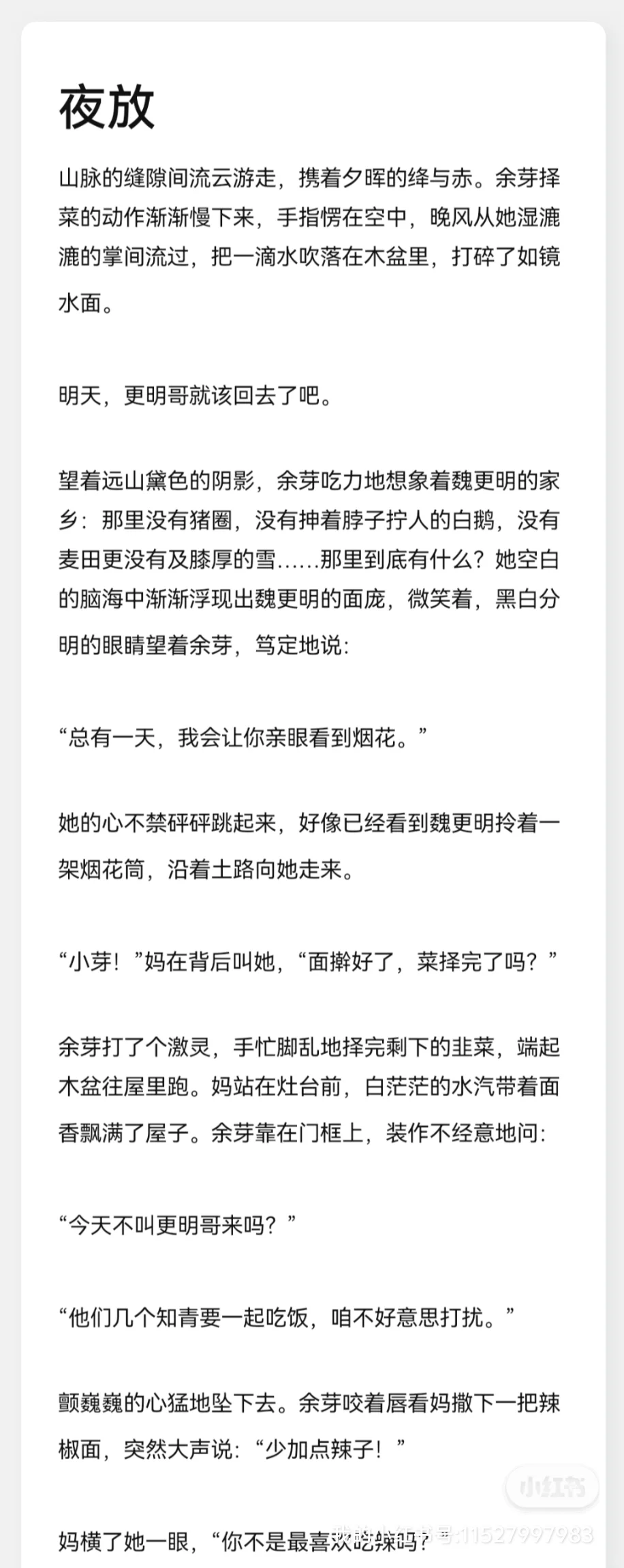 叶圣陶杯初赛96.5分作品分享《夜放》