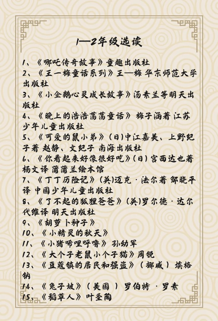 适合6-12岁孩子必读书目清单