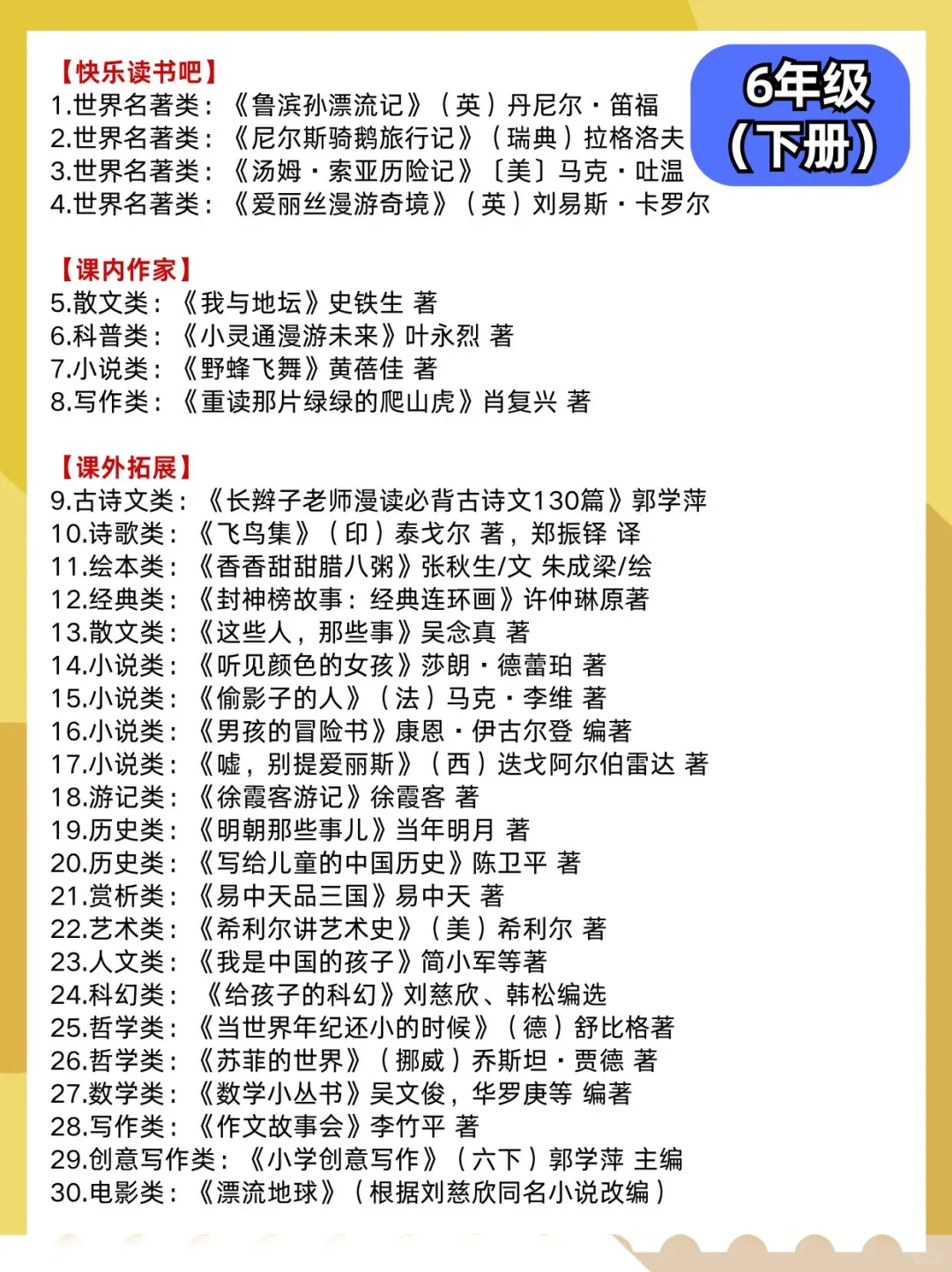 最新！2025教育部推荐小学生必读书单！